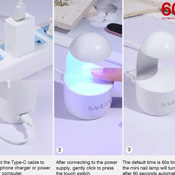 Mini UV Gel Nail Dryer Lamp - Great for Travel - Picture 9 of 9